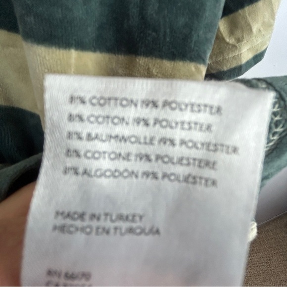 Urban Outfitters Men's Striped Velour Polo Shirt Large Green Cream - Picture 11 of 12